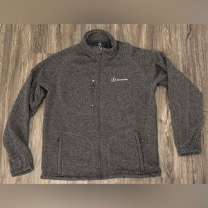 Men’s Mercedes-Benz Grey Embroidered Logo Full Zip Fleece Jacket - Size Large